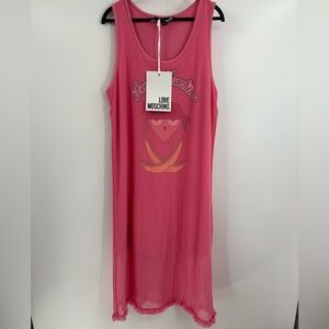Love Moschino Pink Anita Ruffle Coquette Luxury Y2K Boho Slip Maxi Dress Size 8